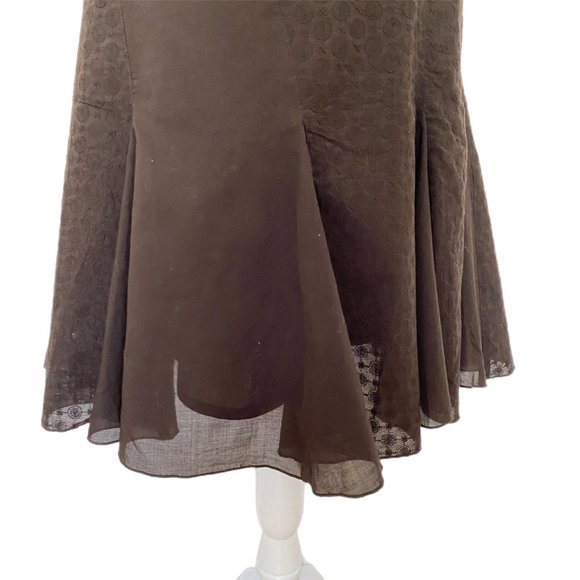 Koos Women's Brown Lined Solid Textured Print Flare Bottom Dress Size 9 - Picture 8 of 12